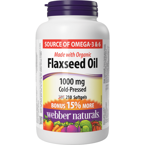 Webber Naturals - Flaxseed Oil Cold-Pressed 1000 mg - 180+30 Softgels