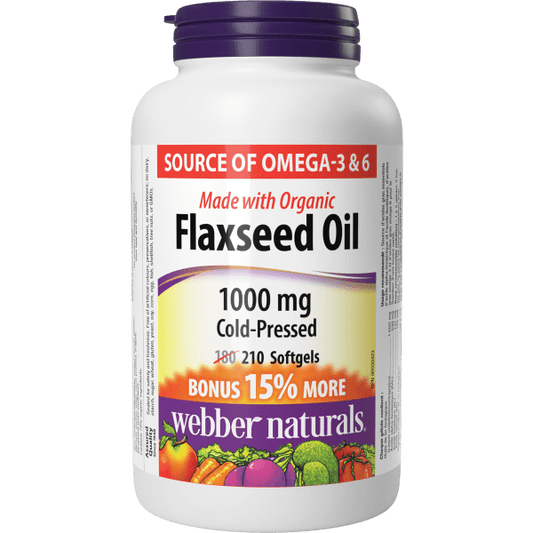 Webber Naturals - Flaxseed Oil Cold-Pressed 1000 mg - 180+30 Softgels