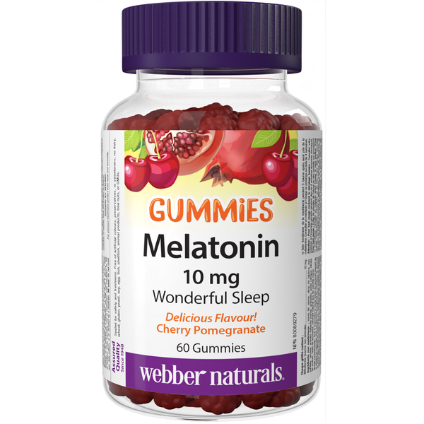 Webber Naturals - Melatonin 10 mg Cherry Pomegranate - 60 Gummies