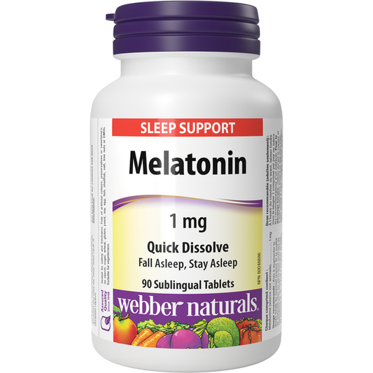 Webber Naturals - Melatonin Quick Dissolve 1 mg - 90 Sublingual Tablets