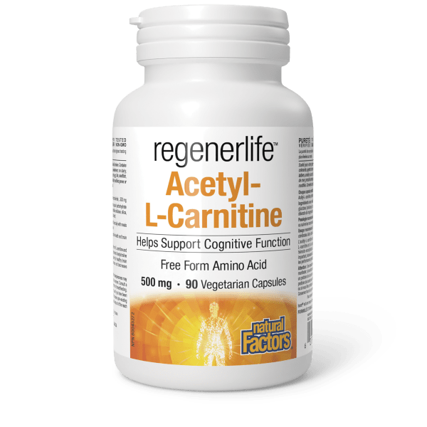 Natural Factors   Acetyl-L-Carnitine 500 mg,Regenerlife   90 vcapsvcaps