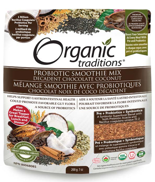 Organic Traditions - Probiotic Smoothie Mix, Choc Coconu - 200 g