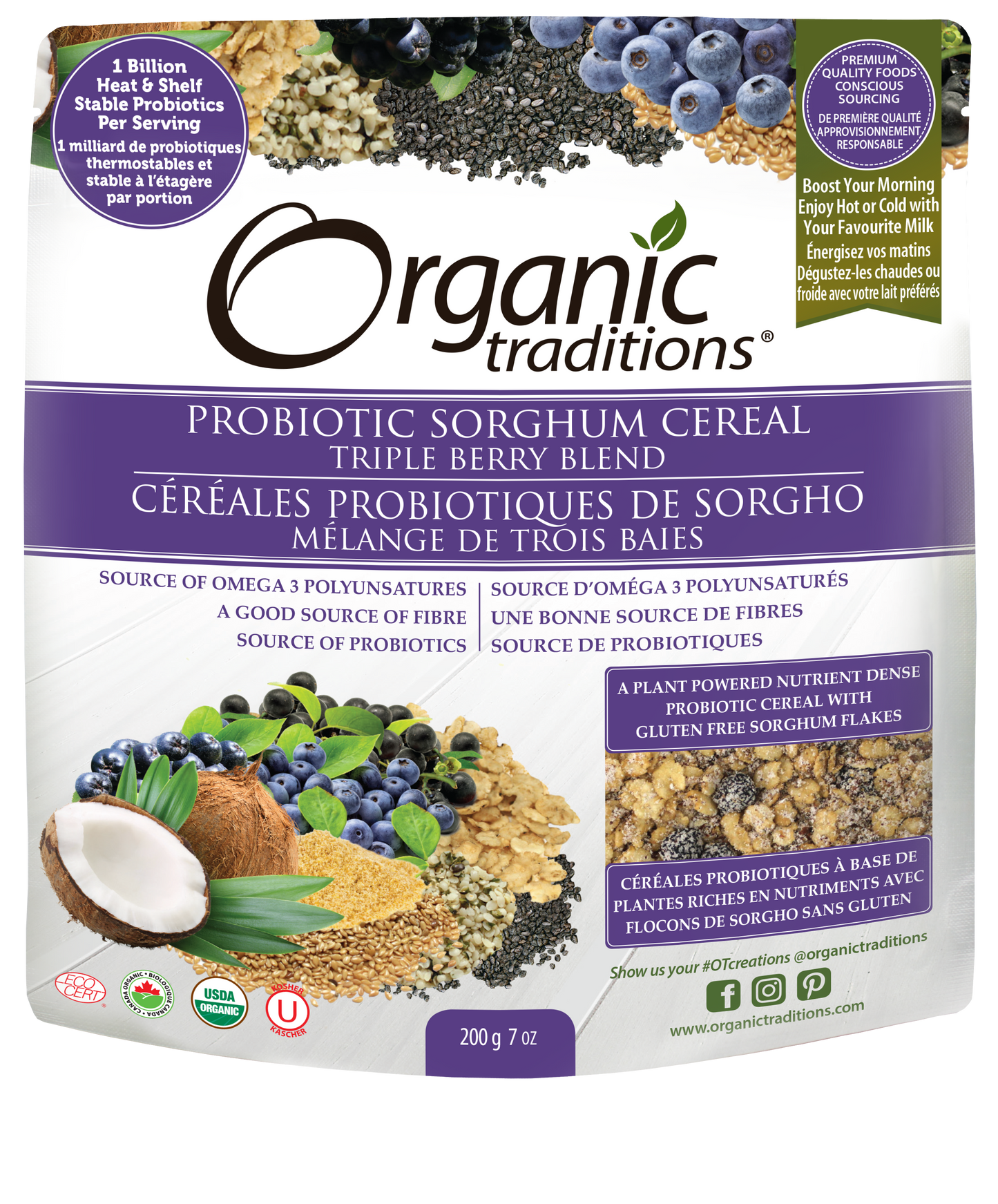 Organic Traditions - Probiotic Cereal Triple Berry - 200 g