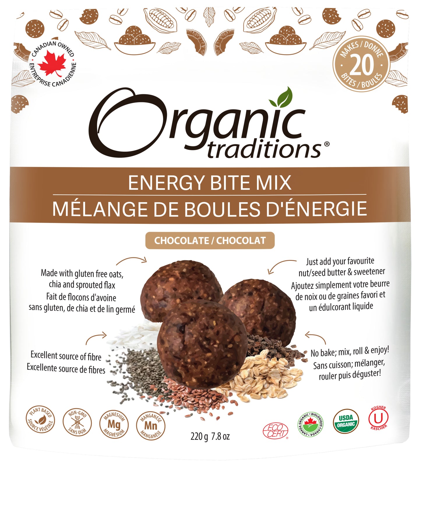 Organic Traditions - Energy Bites - Chocolate - 220 g