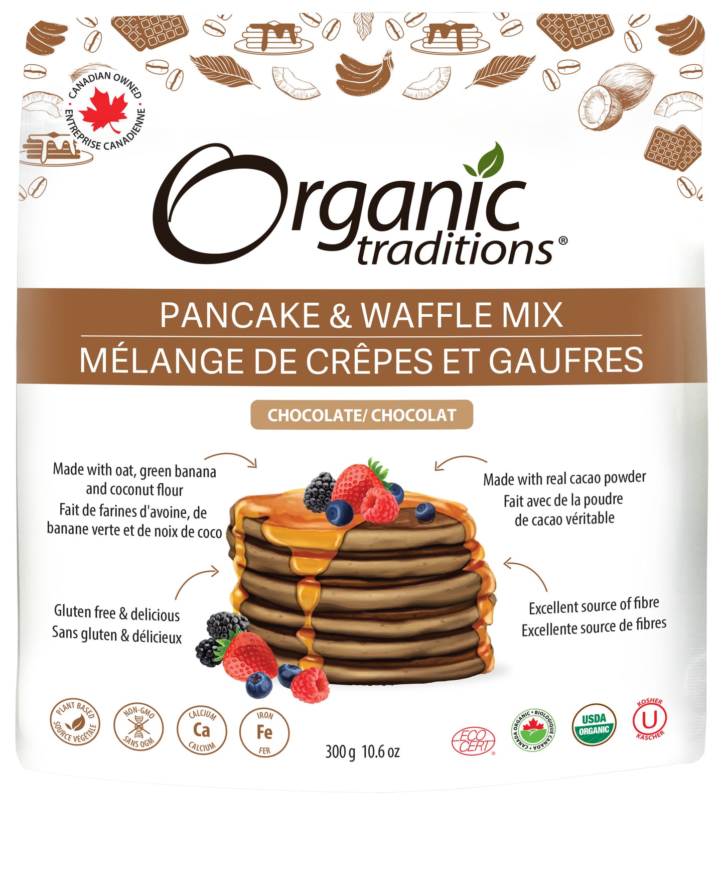 Organic Traditions - Pancake And Waffle Mix- Chocolate - 300 g