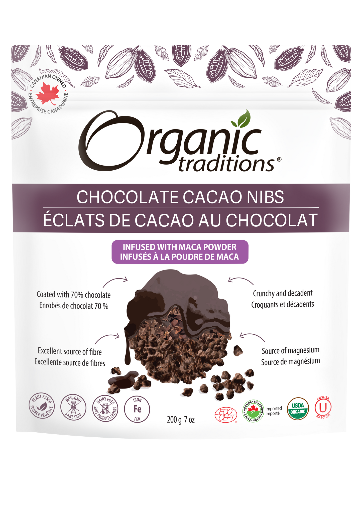 Organic Traditions - Chocolate Cacao Nibs -Maca - 200 g